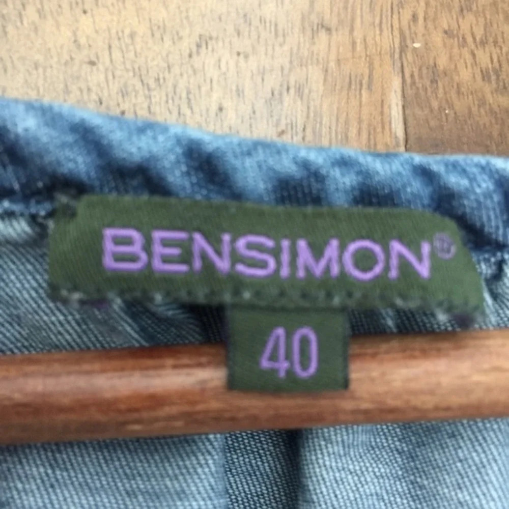 Dress Bensimon blue M tassels pit to pit 21.5 - Picture 4 of 5